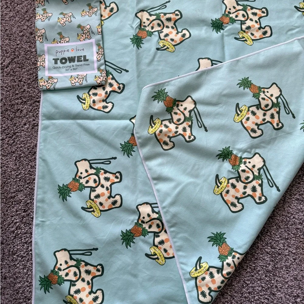 Puppy Love Pineapple Dog Beach Towel